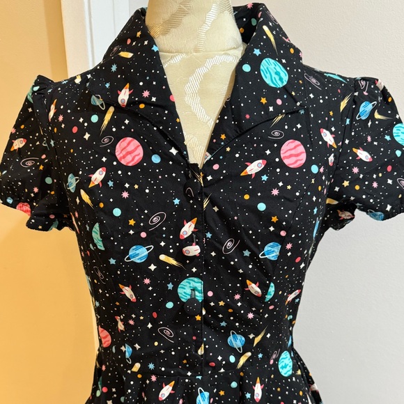 Magnolia Place Star System Mona Swing Dress Pockets Cotton Button Zip Pull On L - Picture 1 of 17